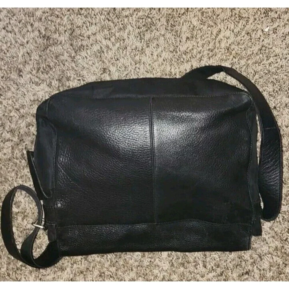 Fossil Messenger Bag Leather Nylon Crossbody Laptop Purse ZB 8843 Black Unisex